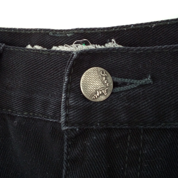 Free People Bleached Black White Shorts Raw Hem 100% Cotton W 26 Boho Cut Off - Picture 4 of 12